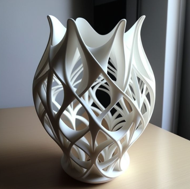 3D printer creating a complex plastic object